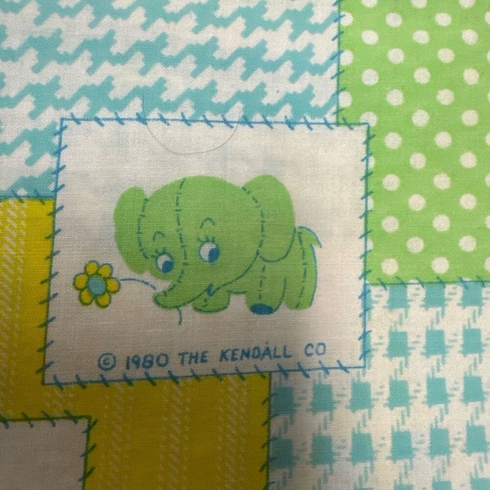 Vintage 1980 The Kendall Co Crib Sheet Elephant Mouse Flower Unisex